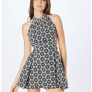 NWT Bardot Kaela Feminine Floral Open Back Broderie Mini Dress